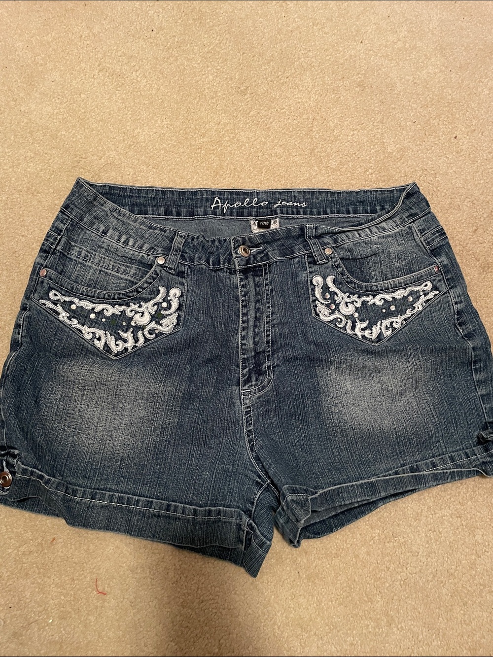 Apollo Jeans Dark Indigo Embroidered Pocket Denim Shorts